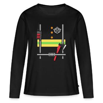 Déguisement de pompier - T-shirt manches longues Premium bio Femme - noir - Devant - Julia (174cm)