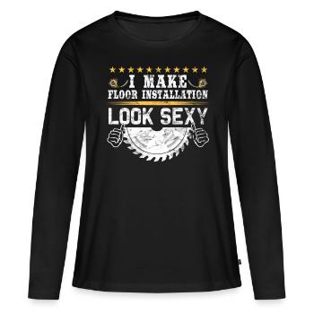 Flooring carpet installers - Women's Premium Organic Long Sleeve Shirt - black - Front - Julia (174cm)