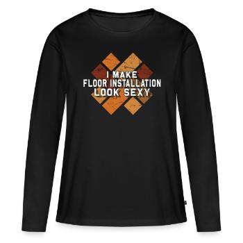 Flooring carpet installers - Women's Premium Organic Long Sleeve Shirt - black - Front - Julia (174cm)