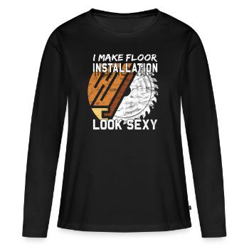Flooring carpet installers - Women's Premium Organic Long Sleeve Shirt - black - Front - Julia (174cm)