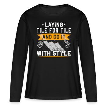 Flooring carpet installers - Women's Premium Organic Long Sleeve Shirt - black - Front - Julia (174cm)