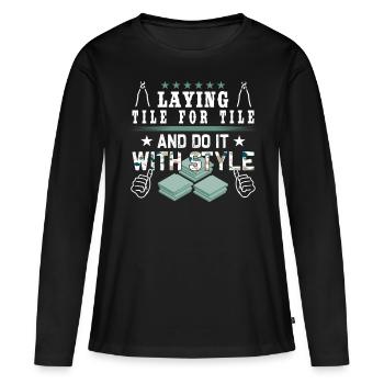 Flooring carpet installers - Women's Premium Organic Long Sleeve Shirt - black - Front - Julia (174cm)