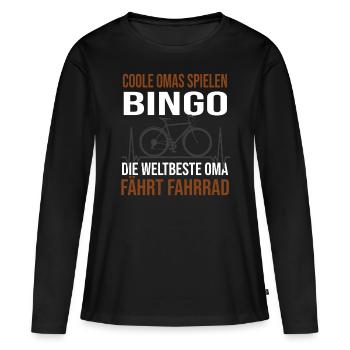 Die weltbeste Oma fährt Fahrrad. - Frauen Premium Bio Langarmshirt - Schwarz - Vorne - Julia (174cm)