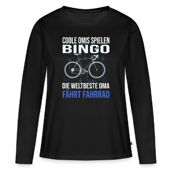 Die weltbeste Oma fährt Fahrrad. - Frauen Premium Bio Langarmshirt - Schwarz - Vorne - Julia (174cm)