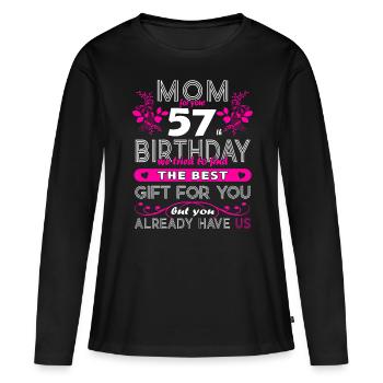 Funny Birthday Wishes Women 57th Birthday - Women's Premium Organic Long Sleeve Shirt - black - Front - Julia (174cm)