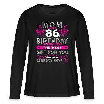 Funny Birthday Wishes Femmes 86e anniversaire - T-shirt manches longues Premium bio Femme - noir - Devant - Julia (174cm)