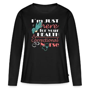 Prisons RN Correctional Nurse - Women's Premium Organic Long Sleeve Shirt - black - Front - Julia (174cm)