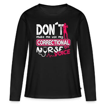 Prisons RN Correctional Nurse - Women's Premium Organic Long Sleeve Shirt - black - Front - Julia (174cm)