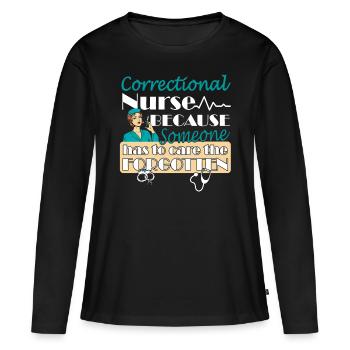 Prisons RN Correctional Nurse - Women's Premium Organic Long Sleeve Shirt - black - Front - Julia (174cm)