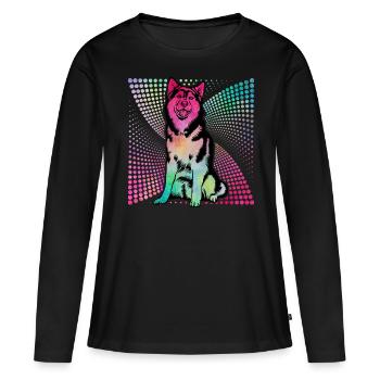 Husky - Frauen Premium Bio Langarmshirt - Schwarz - Vorne - Julia (174cm)