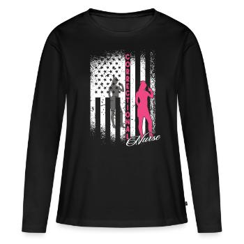 Prisons RN Correctional Nurse - Women's Premium Organic Long Sleeve Shirt - black - Front - Julia (174cm)