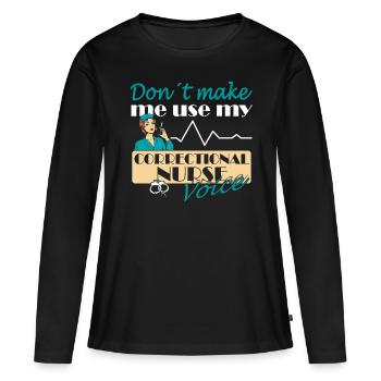 Prisons RN Correctional Nurse - Women's Premium Organic Long Sleeve Shirt - black - Front - Julia (174cm)