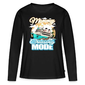 Mommy Cruising Mode Bootsfahrt Im Urlaub - Frauen Premium Bio Langarmshirt - Schwarz - Vorne - Julia (174cm)