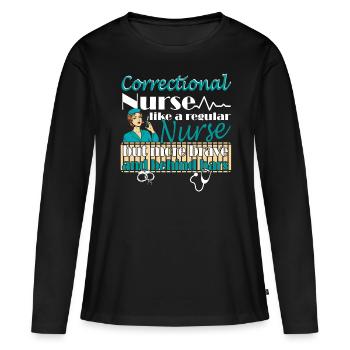 Prisons RN Correctional Nurse - Women's Premium Organic Long Sleeve Shirt - black - Front - Julia (174cm)