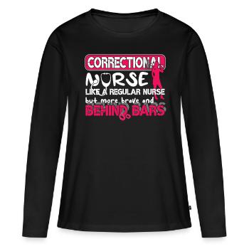 Prisons RN Correctional Nurse - Women's Premium Organic Long Sleeve Shirt - black - Front - Julia (174cm)