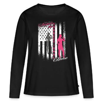 Prisons RN Correctional Nurse - Women's Premium Organic Long Sleeve Shirt - black - Front - Julia (174cm)