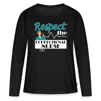 Prisons RN Correctional Nurse - Women's Premium Organic Long Sleeve Shirt - black - Front - Julia (174cm)