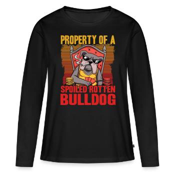 Propriété d’un bouledogue pourri gâté - T-shirt manches longues Premium bio Femme - noir - Devant - Julia (174cm)