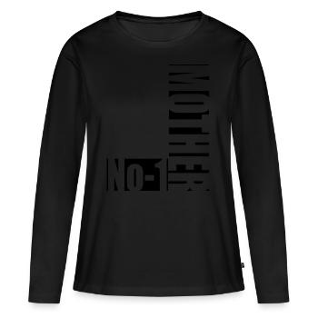 No-1 Mother - Frauen Premium Bio Langarmshirt - Schwarz - Vorne - Julia (174cm)