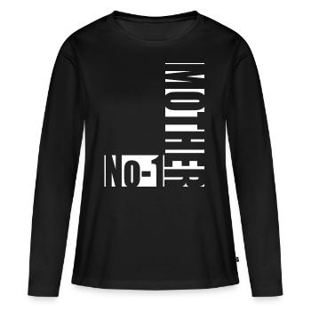 No-1 Mother - Frauen Premium Bio Langarmshirt - Schwarz - Vorne - Julia (174cm)