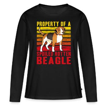 Propriété d’un Beagle pourri gâté - T-shirt manches longues Premium bio Femme - noir - Devant - Julia (174cm)