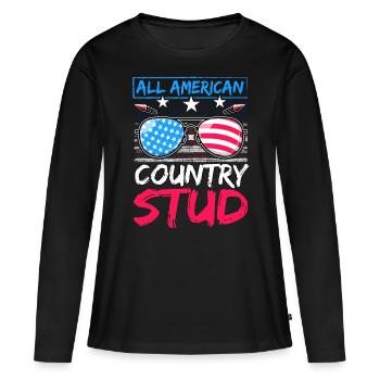 All American Country Stud - Women's Premium Organic Long Sleeve Shirt - black - Front - Julia (174cm)