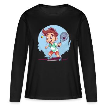 Tennis Playing Boy - Children's Tennis - Women's Premium Organic Long Sleeve Shirt - black - Front - Julia (174cm)