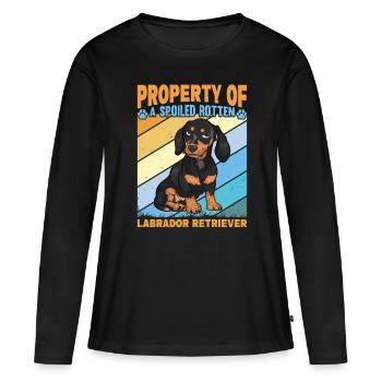 Propriété d’un Labrador Retriever pourri gâté - T-shirt manches longues Premium bio Femme - noir - Devant - Julia (174cm)