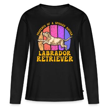 Propriété d’un Labrador Retriever pourri gâté - T-shirt manches longues Premium bio Femme - noir - Devant - Julia (174cm)