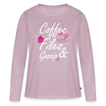 Café, dossiers et potins - Agent RH - T-shirt manches longues Premium bio Femme - rose poudré - Devant - Julia (174cm)