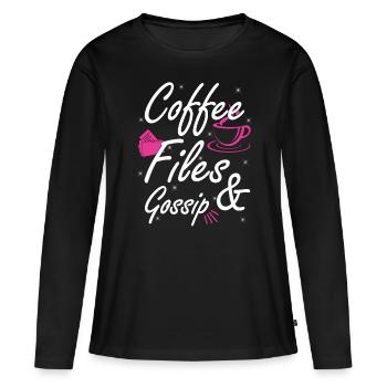 Café, dossiers et potins - Agent RH - T-shirt manches longues Premium bio Femme - noir - Devant - Julia (174cm)