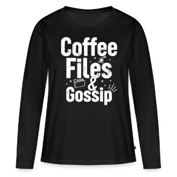 Café, dossiers et potins - Agent RH - T-shirt manches longues Premium bio Femme - noir - Devant - Julia (174cm)