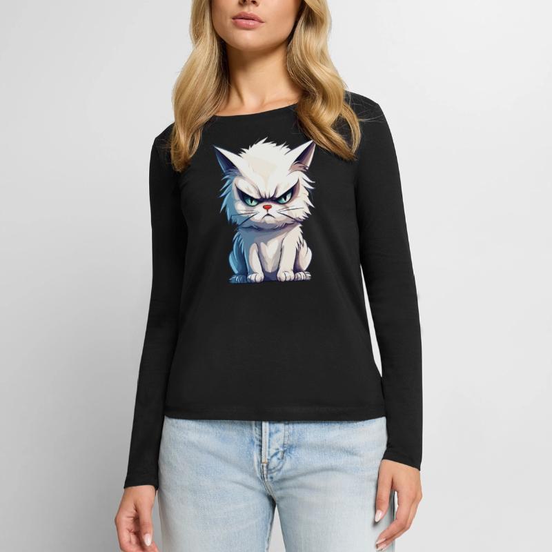 cat grumpy grumpy grumpy meow funny Women's Premium Organic Long Sleeve Shirt