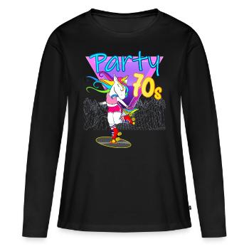 Unicorn Disco Vinyl Record 70s - Women's Premium Organic Long Sleeve Shirt - black - Front - Julia (174cm)