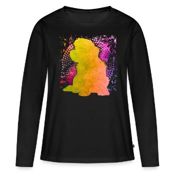 Havanais rétro - T-shirt manches longues Premium bio Femme - noir - Devant - Julia (174cm)