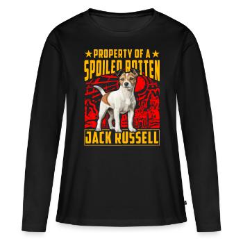 Propriété d’un Jack Russell pourri gâté - T-shirt manches longues Premium bio Femme - noir - Devant - Julia (174cm)