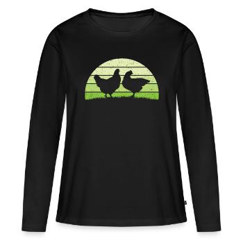 Poule retro poules - T-shirt manches longues Premium bio Femme - noir - Devant - Julia (174cm)