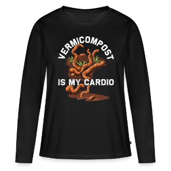 Ver de terre Vermicompost Ver de vermicompost Ver de fermier - T-shirt manches longues Premium bio Femme - noir - Devant - Julia (174cm)