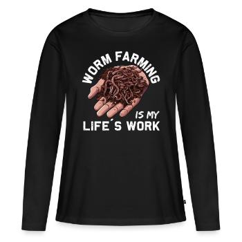Ver de terre - Ver à main - Agriculteur - Ver - T-shirt manches longues Premium bio Femme - noir - Devant - Julia (174cm)