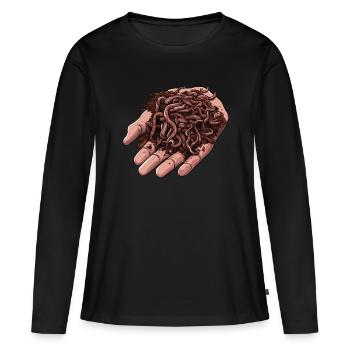 Ver de terre - Ver à main - Agriculteur - Ver - T-shirt manches longues Premium bio Femme - noir - Devant - Julia (174cm)