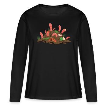 Ver de terre Vermicompost Ver de vermicompost Ver de fermier - T-shirt manches longues Premium bio Femme - noir - Devant - Julia (174cm)