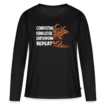 Ver de terre Vermicompost Ver de vermicompost Ver de fermier - T-shirt manches longues Premium bio Femme - noir - Devant - Julia (174cm)