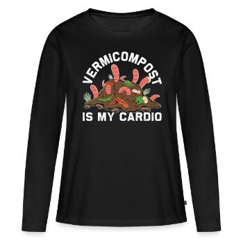 Ver de terre Vermicompost Ver de vermicompost Ver de fermier - T-shirt manches longues Premium bio Femme - noir - Devant - Julia (174cm)