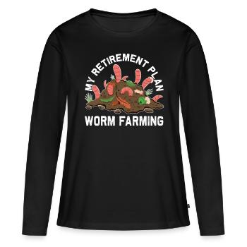 Ver de terre, ver de jardin, agriculteur, régime de retraite, ver - T-shirt manches longues Premium bio Femme - noir - Devant - Julia (174cm)