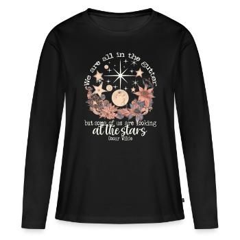 OSCAR WILDE'S STARS QUOTE DESIGN IN IVORY - Women's Premium Organic Long Sleeve Shirt - black - Front - Julia (174cm)