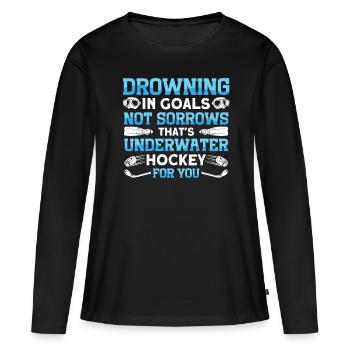 Se noyer dans des portes qui ne font pas la queue, c’est - T-shirt manches longues Premium bio Femme - noir - Devant - Julia (174cm)