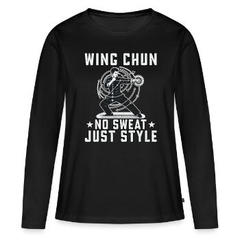 Wing Chun : pas de transpiration, juste du style - T-shirt manches longues Premium bio Femme - noir - Devant - Julia (174cm)