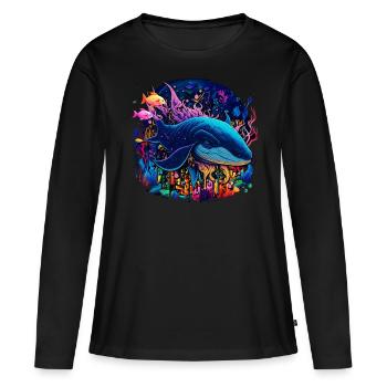Blue Whale - Frauen Premium Bio Langarmshirt - Schwarz - Vorne - Julia (174cm)