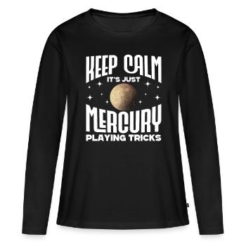 Planètes rétrogrades Mercure rétrograde - T-shirt manches longues Premium bio Femme - noir - Devant - Julia (174cm)