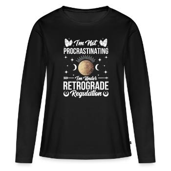 Planètes rétrogrades Mercure rétrograde - T-shirt manches longues Premium bio Femme - noir - Devant - Julia (174cm)